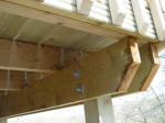 Finished detail of timbers at corner of raised deck