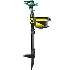 Gecheer Solar Powered Motion Activated Animal Repeller Yard Enforcer Garden Animal Deterrent Automatic Rotating Adjustable Large Area ABS (Black)