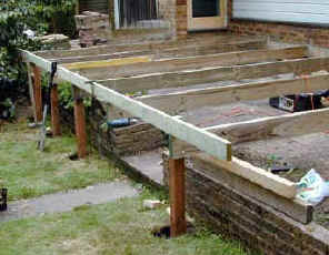 Deck sub base being cramped into position before proper fixing