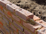 The brick in place to form part of the course